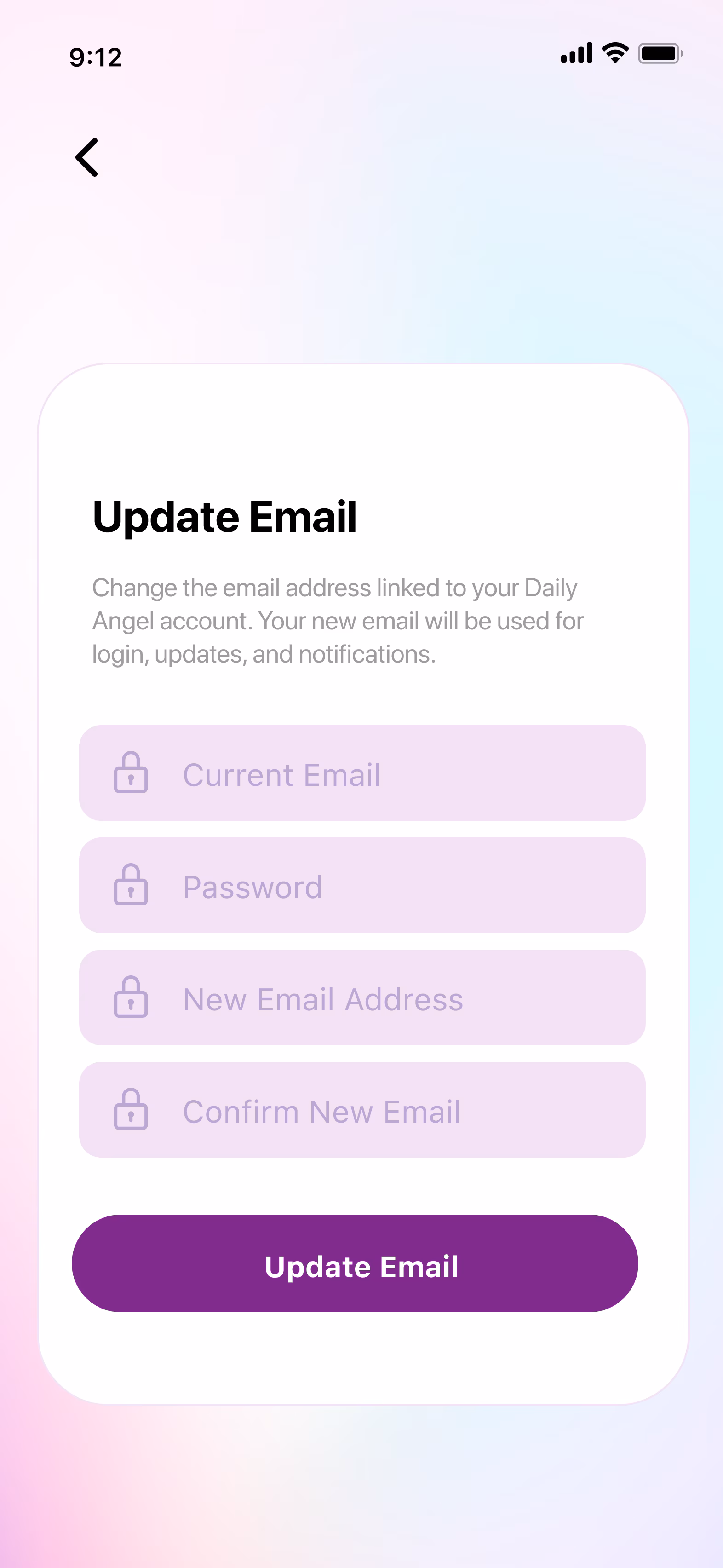 Daily Angel update email screen